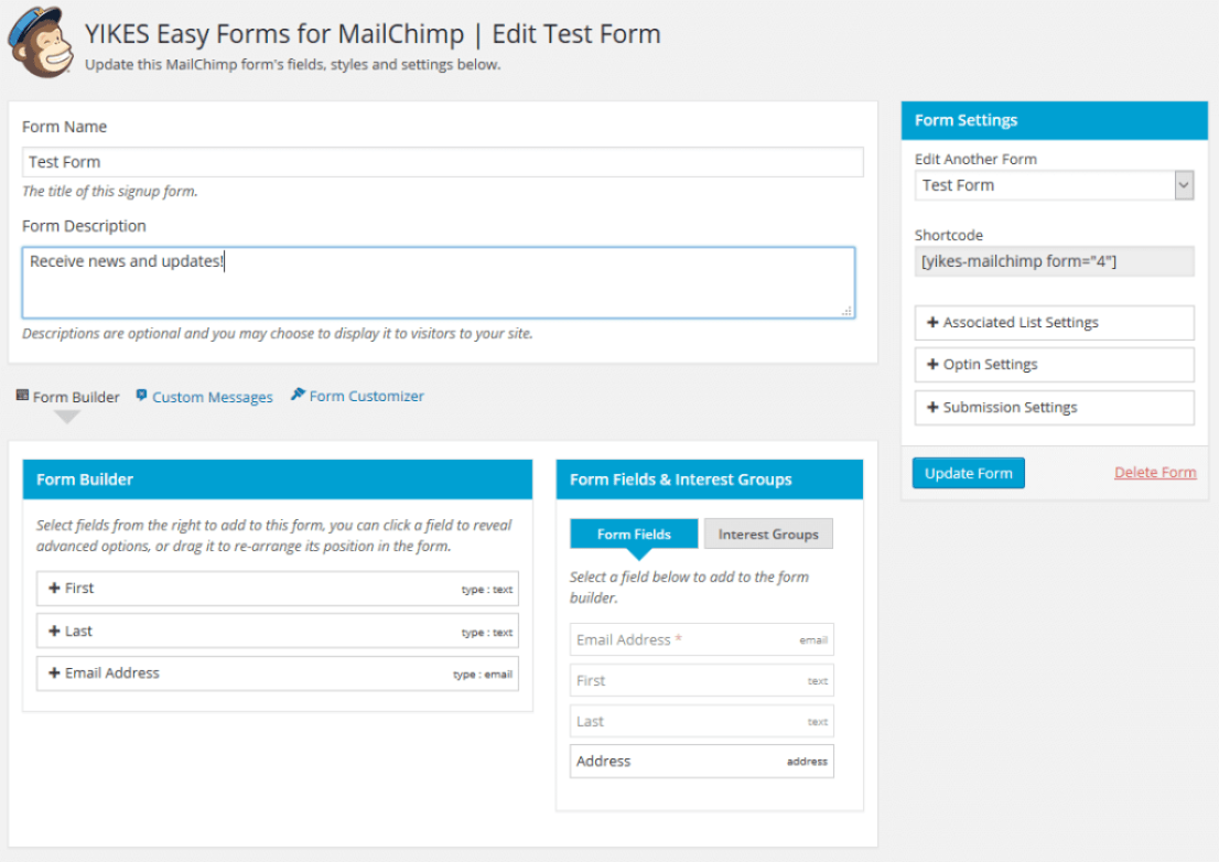 New Easyforms for Mailchimp plugin interface